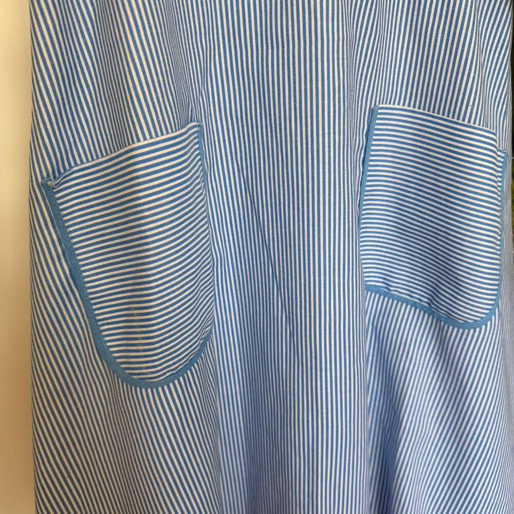 Vintage Blue & White Pinafore-Style Stripe Dress – Coastal Euro Summer Picnic - Picture 3 of 7